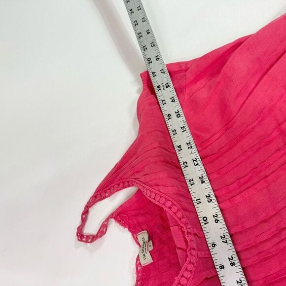 Via Signoria Dress Women Small Pink Sleeveless Scoop Neck Mini Linen Boho beach - Picture 3 of 8